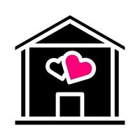 casa icono sólido negro rosa estilo san valentín ilustración vector elemento y símbolo perfecto.