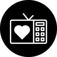 icono de tv relleno estilo blanco negro ilustración de san valentín elemento vectorial y símbolo perfecto. vector