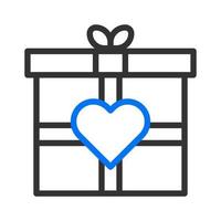 icono de regalo estilo gris azul ilustración de San Valentín elemento vectorial y símbolo perfecto. vector