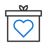 icono de regalo estilo gris azul ilustración de San Valentín elemento vectorial y símbolo perfecto. vector