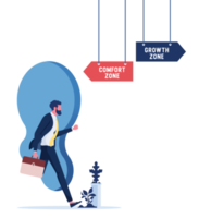 zona de conforto vs zona de crescimento - empresário saindo da zona de conforto png