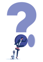 Businessman looks for answers to his question-Problem solving concept png