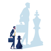 sueño gran empresario de pie con la sombra de un rey de ajedrez png