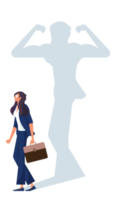 Business and career strength concept-Businesswoman with a shadow and career strength png