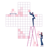 construcción de equipo de negocios más concepto de pensamiento positivo de signo png