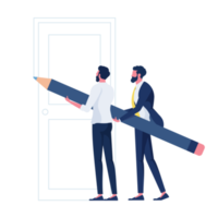 Businessman Drawing a Door on Wall-Business way out concept png