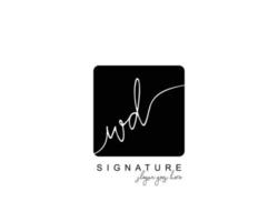 monograma de belleza wd inicial y diseño de logotipo elegante, logotipo de escritura a mano de firma inicial, boda, moda, floral y botánica con plantilla creativa. vector