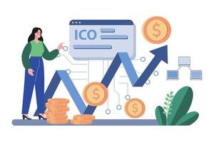 concepto de ilustración de blockchain ico sobre fondo blanco vector