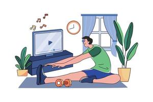 Man Doing Exercise At Home vector