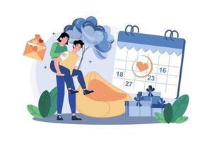 Couple Dating  Romantic Valentines Day. vector