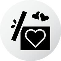 icono de regalo relleno estilo blanco negro ilustración de san valentín elemento vectorial y símbolo perfecto. vector