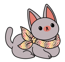 lindo gato con collar colorido png