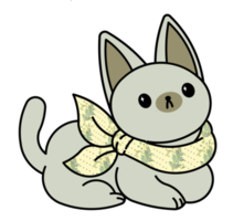 gato fofo com coleira colorida png