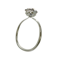 3D silver diamond Ring isolated png