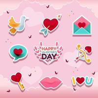 Valentine Day Sticker Set vector