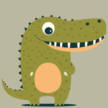 cute crocodile reptile animal body vector