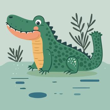 lindo cocodrilo reptil cuerpo animal vector