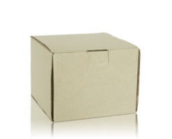 Blank cardboard box isolated with reflect floor for mockup png