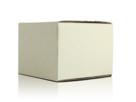 caixa de papelão em branco isolada com piso refletido para maquete png