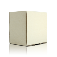 caixa de papelão em branco isolada com piso refletido para maquete png