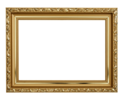 Gold picture frame isolated with clipping path png
