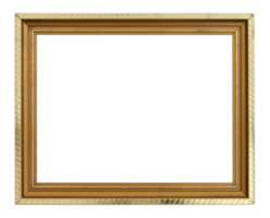 Gold picture frame isolated with clipping path png