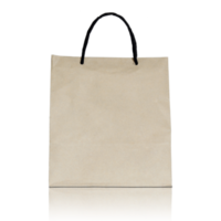 Brown paper bag isolated with reflect floor for mockup png