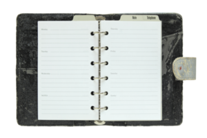 old notebook open isolated with clipping path for mockup png