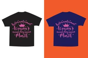 diseño de camisetas del 8 de marzo del día internacional de la mujer. vector