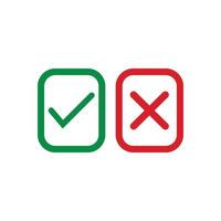 Check mark green line icons. Vector illustration. - Vector