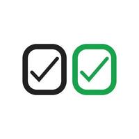 Check mark green line icons. Vector illustration. - Vector