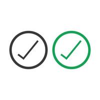 Check mark green line icons. Vector illustration. - Vector