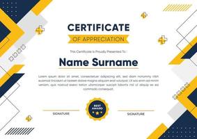 Certificate Template with Flat Geometric Style vector