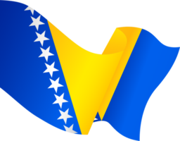 Bosnia and Herzegovina flag wave isolated on png or transparent background