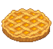 eine 8-Bit-Pixelkunstillustration im Retro-Stil eines Apfelkuchens. png