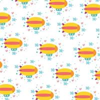 cute rocket pattern, colorful spaceship in bright sky, vector illustration.