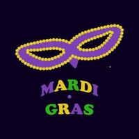 máscara de letras de color mardi gras con cuentas amarillas en la oscuridad. ilustración vectorial aislada. estilo plano vector