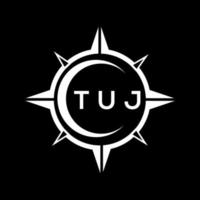 diseño de logotipo de tecnología abstracta tuj sobre fondo negro. concepto de logotipo de letra de iniciales creativas tuj. vector