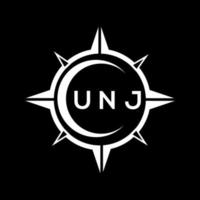 UNJ abstract technology logo design on Black background. UNJ creative initials letter logo concept. vector