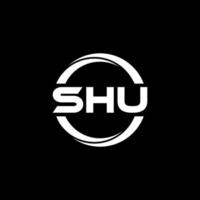 SHU letter logo design in illustration. Vector logo, calligraphy designs for logo, Poster, Invitation, etc.