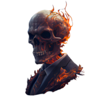 Portrait of a skull fire dressed in a formal business suit png