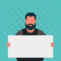 A man with an empty banner and space for your text. Pop art cartoon style. vector