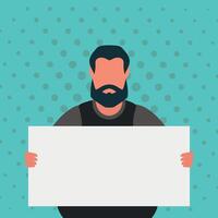 A man with an empty banner and space for your text. Pop art cartoon style. vector