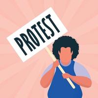 A man with a poster in his hands. Protest concept. Vector illustration.
