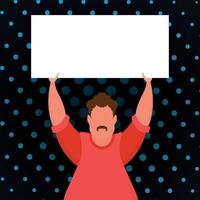 A guy with a banner and a place for your text. Pop art. Flat style. vector