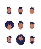 conjunto de rostros de hombres de diferentes tipos y nacionalidades. aislado. vector. vector