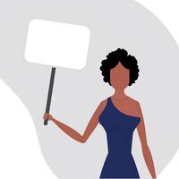 Girl With an empty banner for your text. Cartoon style. . vector