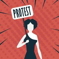 The girl Protests with a transporter in her hands. The concept of protest and public resistance. Vector illustration.