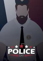 Police Day. Policeman on the background of the flag. Vector illustration.