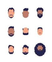 conjunto de rostros de chicos de diferentes tipos y nacionalidades. aislado. ilustración vectorial vector